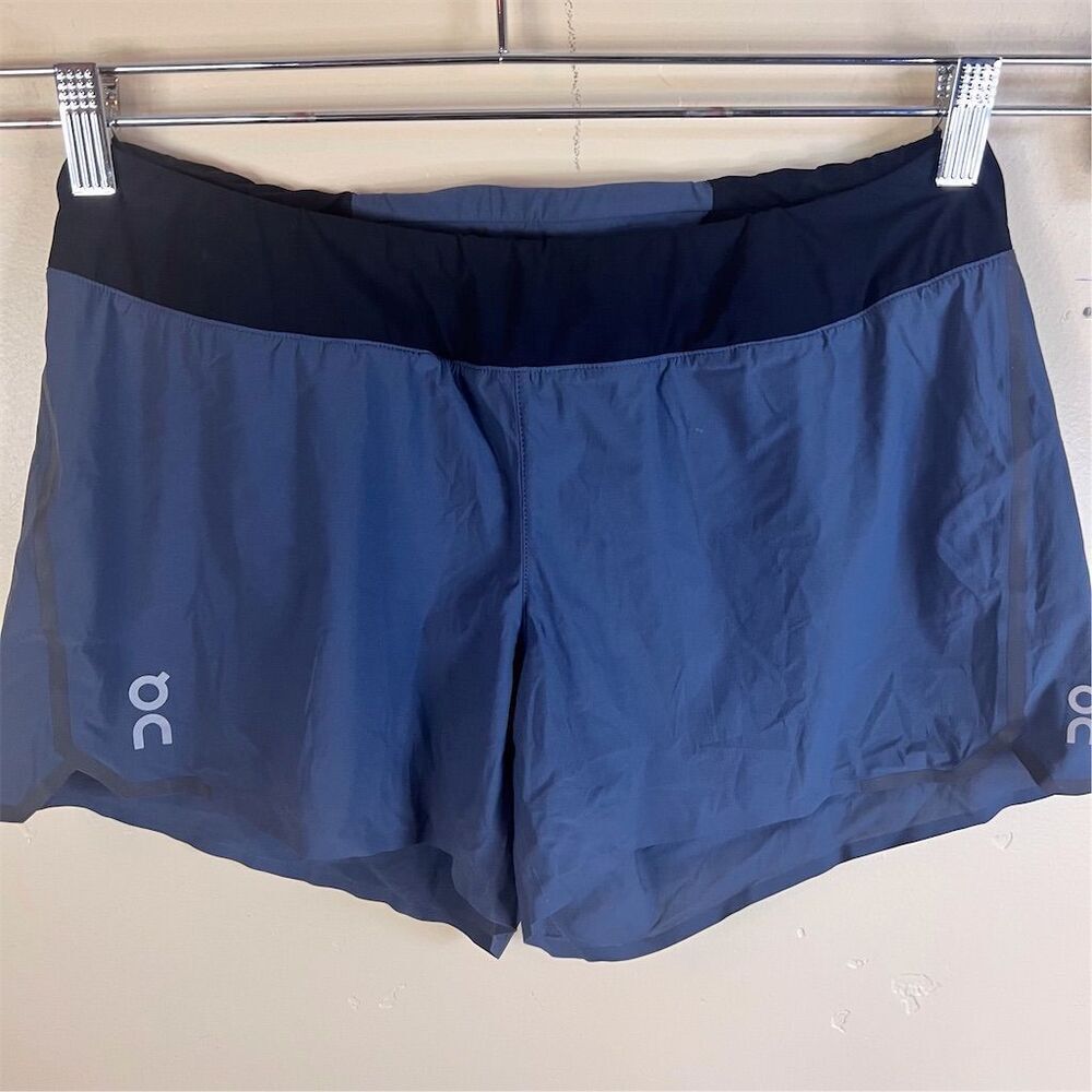 On Running Women's Athletic Shorts in Navy Blue with Black Waistband